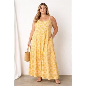 Show Me Your MuMu Caroline Maxi Dress Golden Fields XXL Yellow Floral Cotton